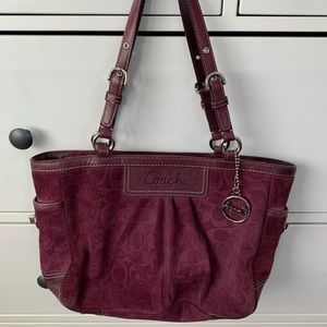 Coach Eggplant (purple) Suede Satchel Purse